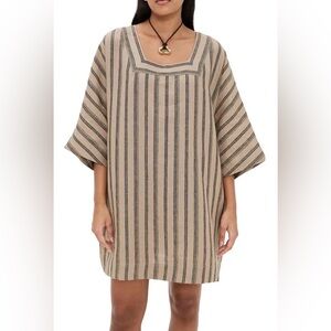 NWOT Staud Manuela Linen Mini Dress in Sahara Stripe size S